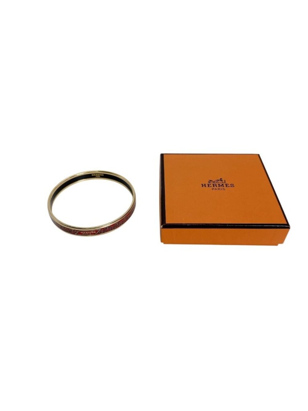Hermes Rouge Boule Emailles PM Bangle Gold Bracelet